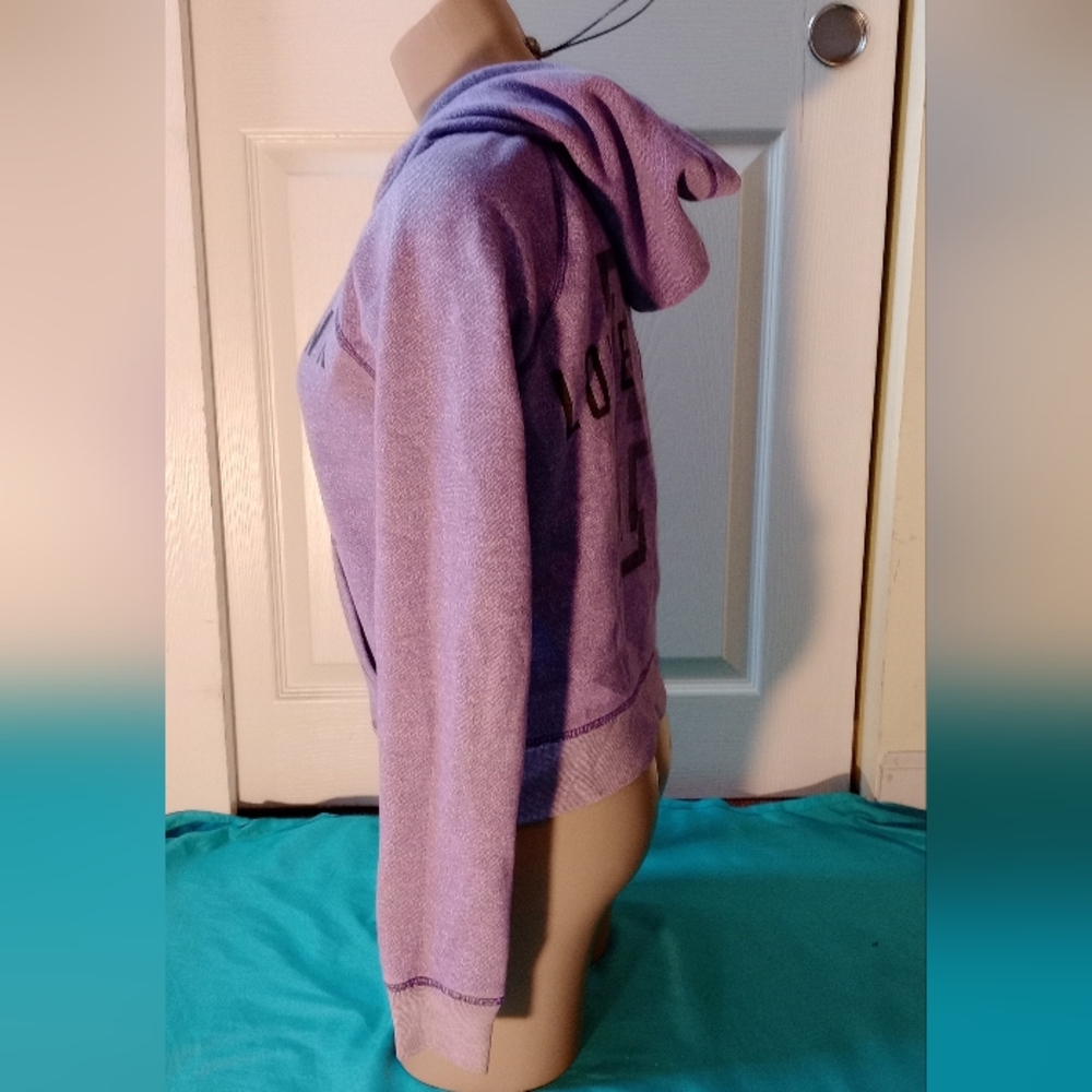 PINK VICTORIA SECRET PURPLE JACKET WITH HOOD, SIZE SMALL - Picture 3 of 9